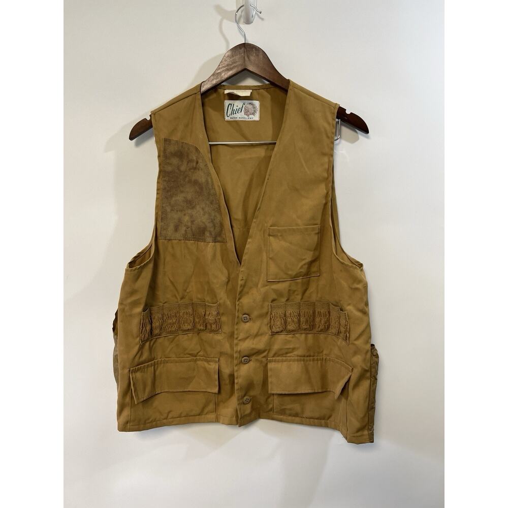 Vintage 1970s Hunting Shooting Vest Mens Sz M Chief Water Repellent Outdoors USA